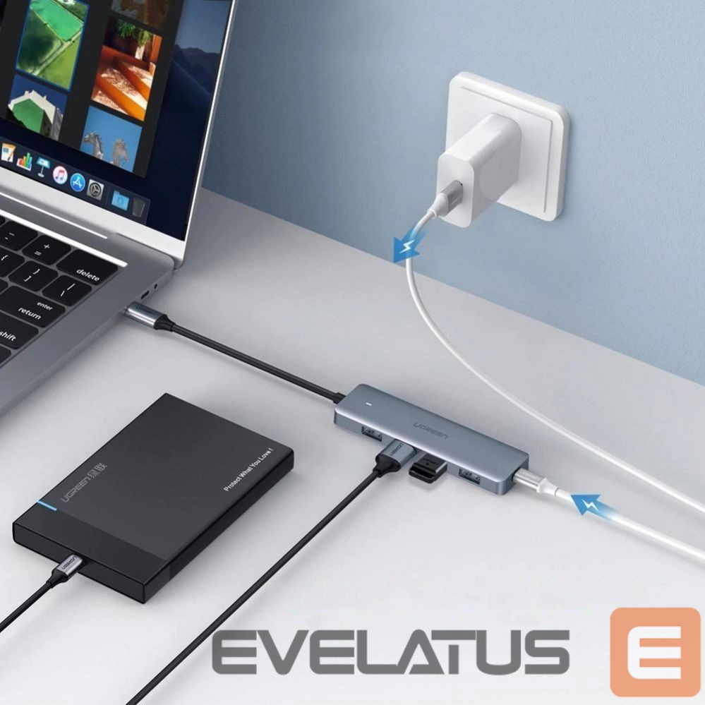 Other Computer Accessory Ugreen Ugreen USB Type C HUB - 4x USB 3.2 Gen 1 with USB-C power port gray (CM219 70336)
