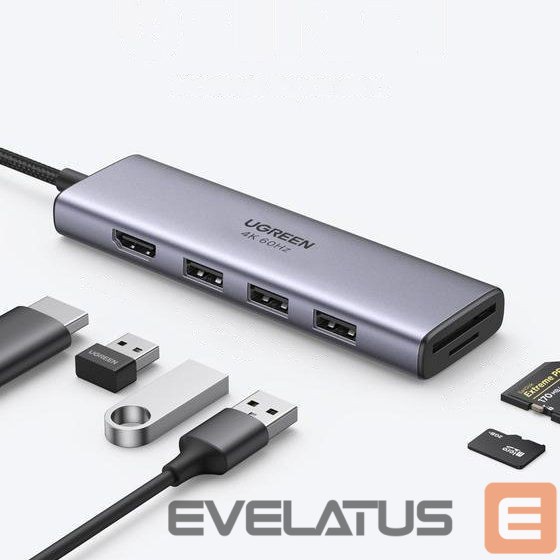 Other Computer Accessory Ugreen Ugreen multi-functional HUB USB Type C - 3x USB 3.2 Gen 1 / HDMI 4K 60Hz / SD and TF card reader gray (60383 CM511)
