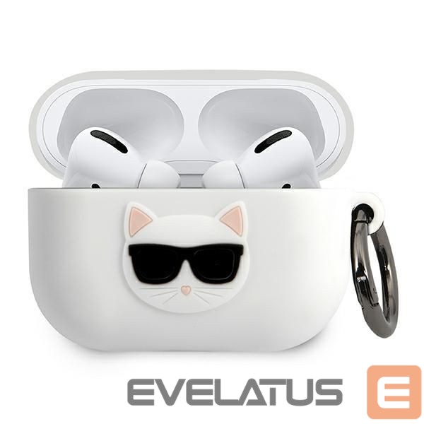 Back panel cover Karl Lagerfeld Karl Lagerfeld KLACAPSILCHWH AirPods Pro cover biały/white Silicone Choupette