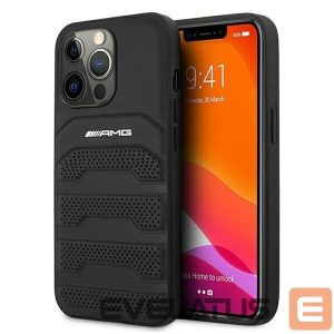 Back panel cover Mercedes-Benz  AMG AMHCP13XGSEBK iPhone 13 Pro Max 6,7" czarny/black hardcase Leather Debossed Lines 