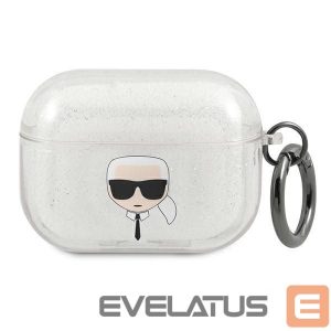 Back panel cover Karl Lagerfeld  Karl Lagerfeld KLAPUKHGS AirPods Pro cover srebrny/silver Glitter Karl`s Head 