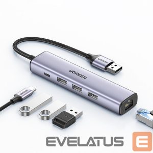 Cable Ugreen  Ugreen multifunctional adapter HUB USB 3.0 - 3 x USB / Ethernet RJ-45 / USB Type C PD gray (CM475) 