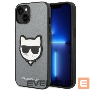 Back panel cover Karl Lagerfeld  Karl Lagerfeld KLHCP14SSAPCHG iPhone 14 6,1" hardcase srebrny/silver Saffiano Choupette Head Patch 