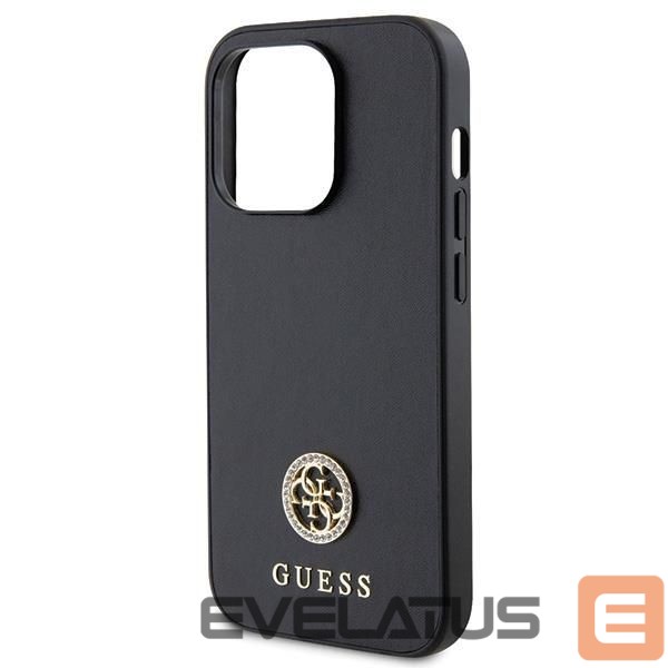 Back panel cover Guess Guess GUHCP15LPS4DGPK iPhone 15 Pro 6.1" black/black hardcase Strass Metal Logo