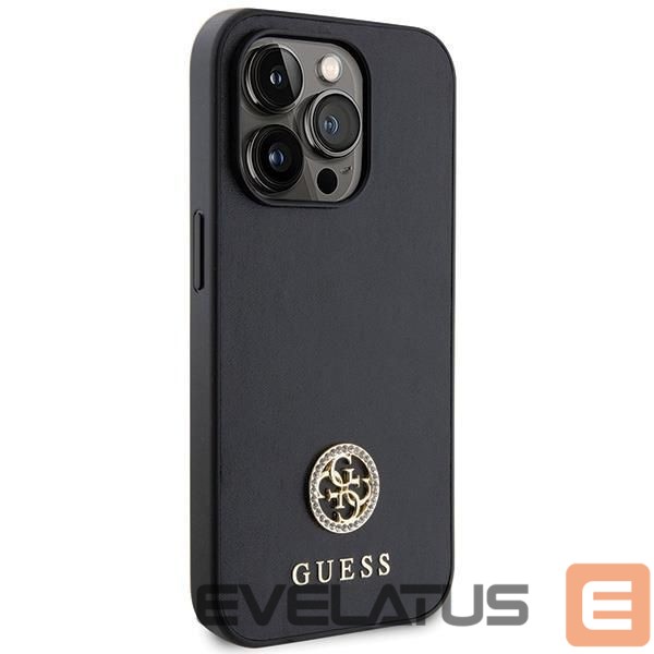 Back panel cover Guess Guess GUHCP15LPS4DGPK iPhone 15 Pro 6.1" black/black hardcase Strass Metal Logo