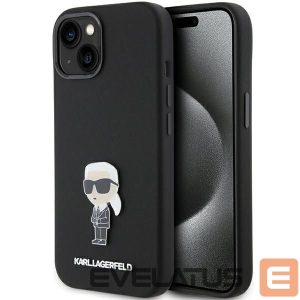 Back panel cover Karl Lagerfeld  Karl Lagerfeld Silicone Ikonik Metal Pin case for iPhone 15 Plus / 14 Plus - black 