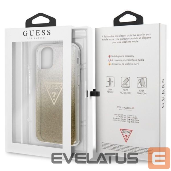 Back panel cover Guess Guess GUHCN65SGTLGO iPhone 11 Pro Max gold/gold hard case Glitter Triangle