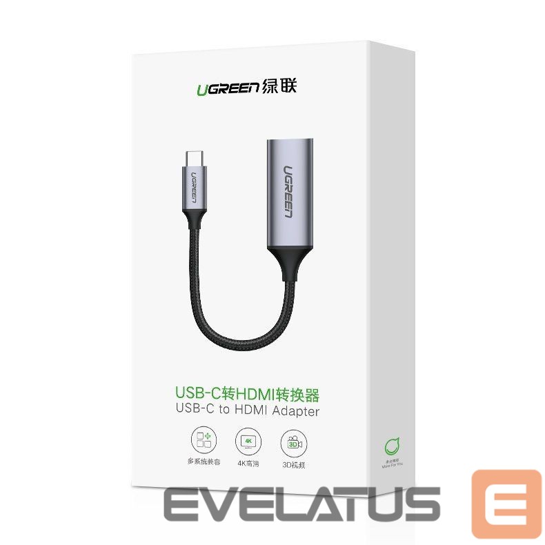 Cable Ugreen Ugreen USB Type C to HDMI 2.0 Adapter 4K @ 60 Hz Thunderbolt 3 for MacBook / PC gray (70444)