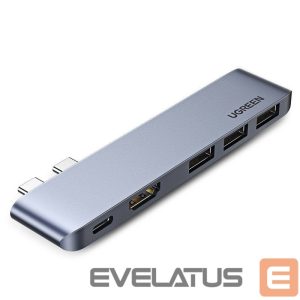 Adapter Ugreen  HUB Ugreen 60559 2x USB-C / USB-C PD (Thunderbolt 3, 100W, 4K 60 Hz, 10 Gbps) / HDMI 4K 30 Hz / 3x USB 3.0 for MacBook Pro / Air - Gray 