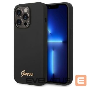 Back panel cover Guess  Guess Silicone Vintage Gold Logo iPhone 14 Pro Case - Black 