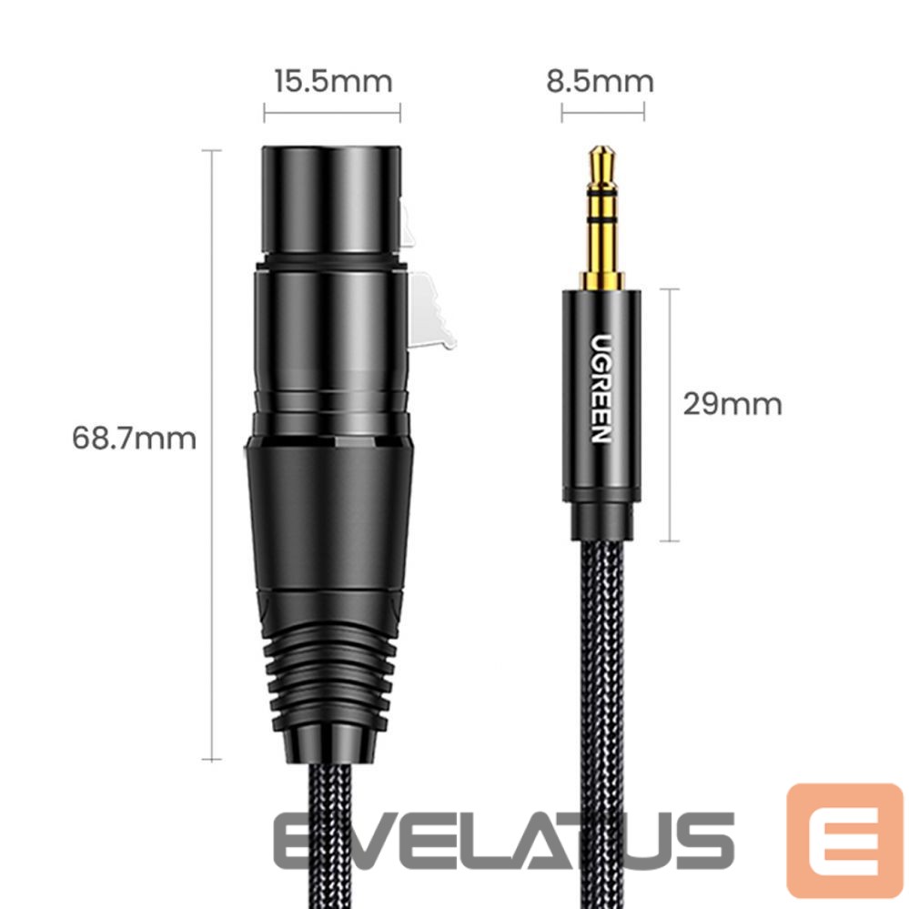 Cable Ugreen Ugreen audio cable 3.5mm mini jack (male) - XLR (female) 1m black (AV182)