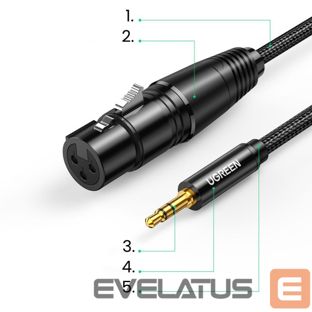 Cable Ugreen Ugreen audio cable 3.5mm mini jack (male) - XLR (female) 1m black (AV182)