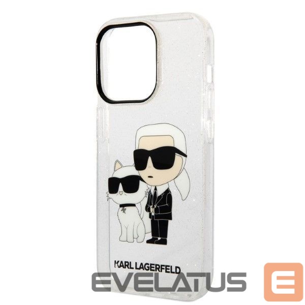 Back panel cover Karl Lagerfeld Karl Lagerfeld Glitter Karl&Choupette case for iPhone 14 Pro - transparent