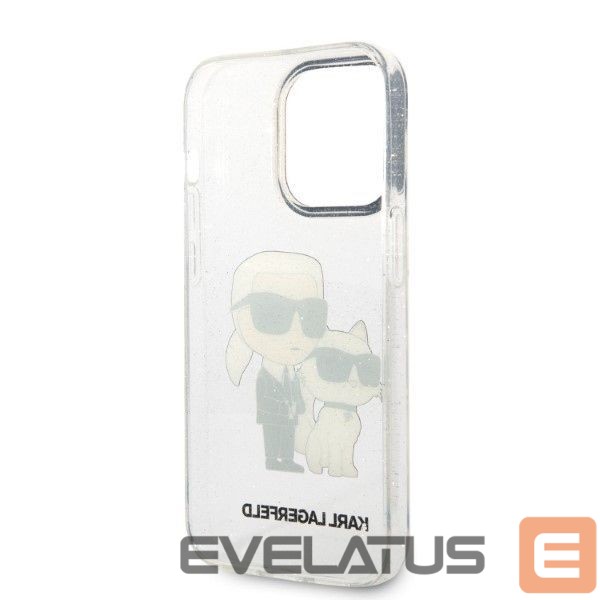 Back panel cover Karl Lagerfeld Karl Lagerfeld Glitter Karl&Choupette case for iPhone 14 Pro - transparent