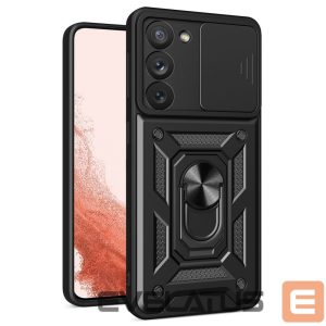 Back panel cover Hurtel  Hybrid Armor Camshield case for Samsung Galaxy S23+ armored cover with camera cover black 