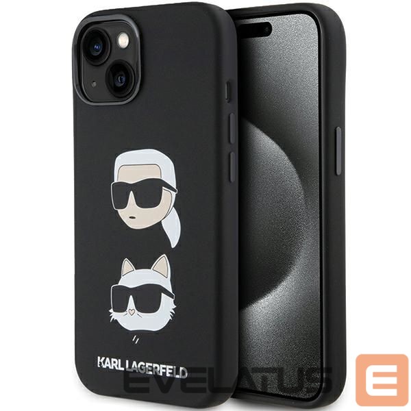 Back panel cover Karl Lagerfeld Karl Lagerfeld Silicone Karl&Choupette Head case for iPhone 15 Plus / 14 Plus - black