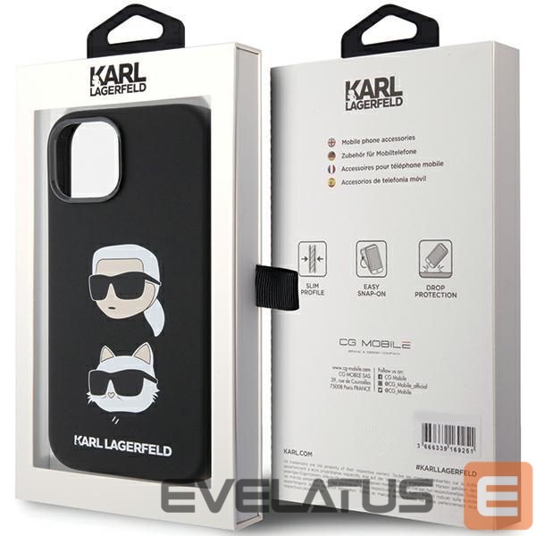 Back panel cover Karl Lagerfeld Karl Lagerfeld Silicone Karl&Choupette Head case for iPhone 15 Plus / 14 Plus - black