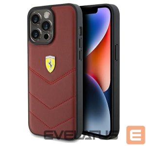 Back panel cover Ferrari  Ferrari Leather Stitched Lines case for iPhone 15 Pro Max - red 
