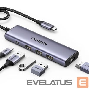 Cable Ugreen  HUB Ugreen CM511 15597 5in1 USB-C - USB-C PD / HDMI / 3x USB-A 3.0 - gray 