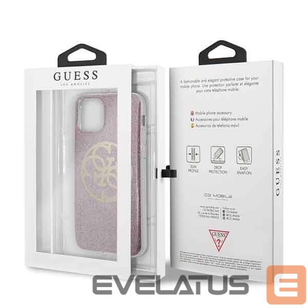 Back panel cover Guess Guess GUHCN58PCUGLPI iPhone 11 Pro różowy/pink hard case 4G Circle Glitter