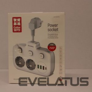 Cable ColorWay  SALE OUT.  CW-CHE24PDW Power Socket: 2xEU plugs/3xUSB-A/1xUSB-C White 2.5M |  Power Socket | CW-CHE24PDW | DAMAGED PACKAGING 