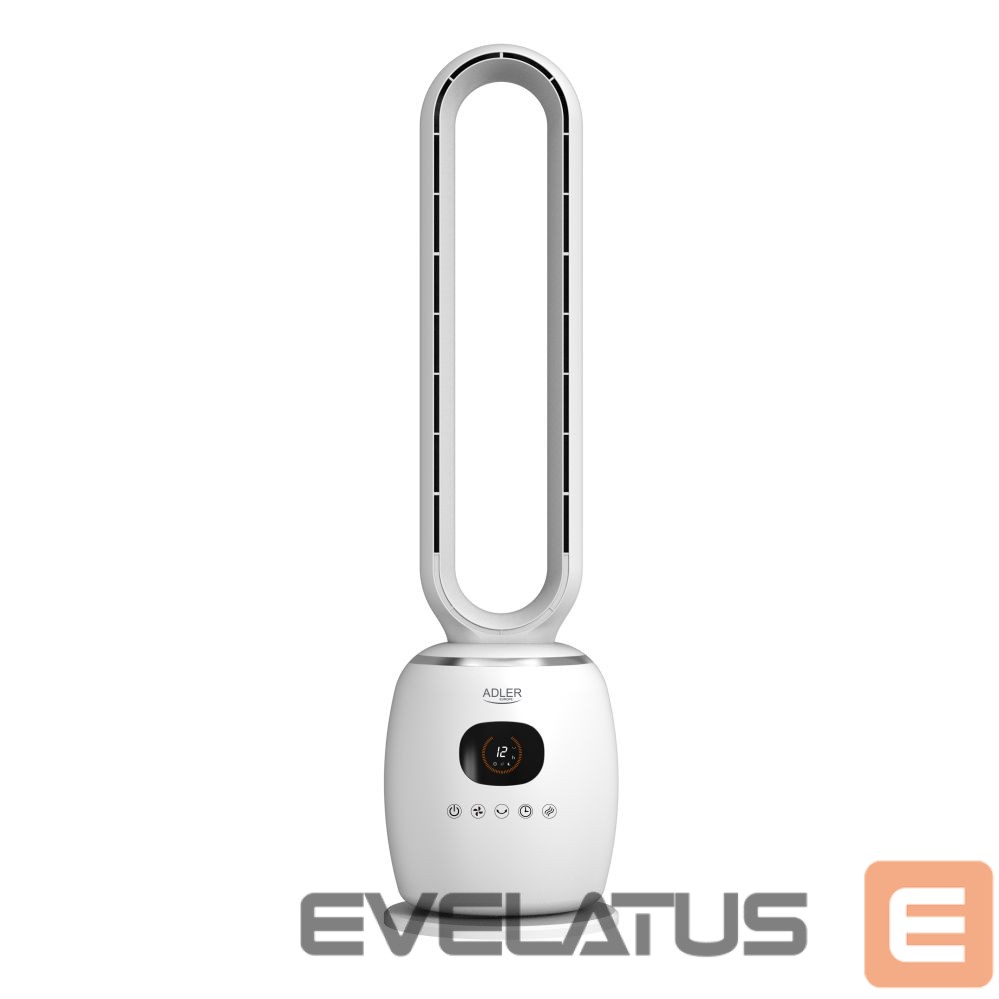 Fan Adler Bladeless Fan | AD 7344 | Tower Fan | White | Diameter 23 cm | Number of speeds 3 | Oscillation | 60 W | Remote control