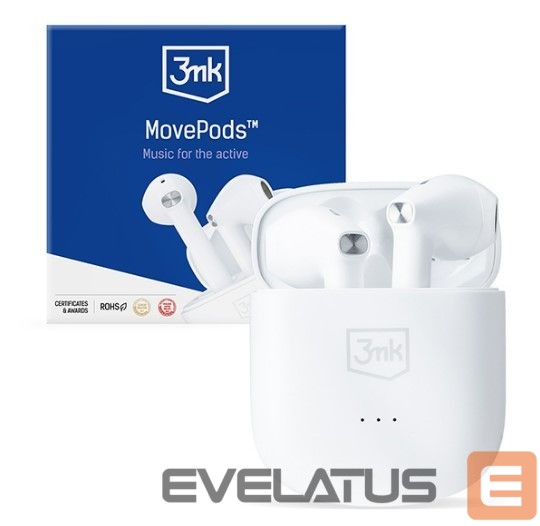 Wireless headphones 3MK MovePods 6.5 hours Bluetooth 5.3 White