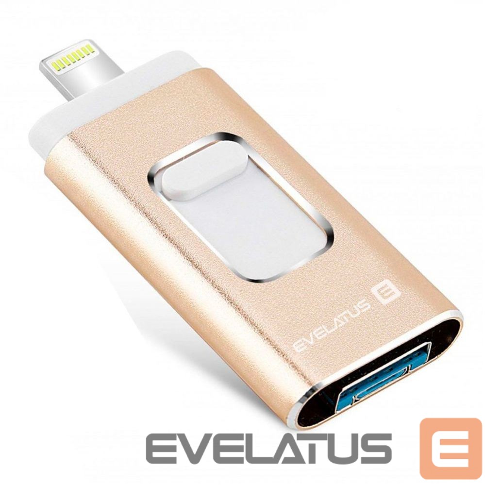 Flash drive Evelatus USB Flash to Lightning 32GB 3in1 (USB, iPhone and Micro) Gold