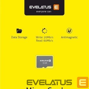 Memory cards Evelatus Universal Micro Card SD 16GB 3.0 EMC01 W:20mb/s; R:60mb/s 