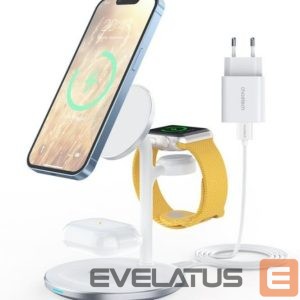 Wireless charger Choetech  T585-F 3in1 inductive charging station iPhone, AirPods Pro, Apple Watch with Adapter White