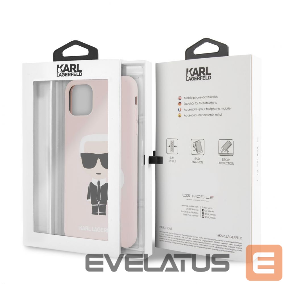 Back panel cover Karl Lagerfeld Apple iPhone 11 Pro Max Silicone Fullbody Ikonic Pink Pink