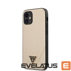 Back panel cover Guess  iPhone 12 mini 5.4'' Saffiano V Stitch Cover Gold
