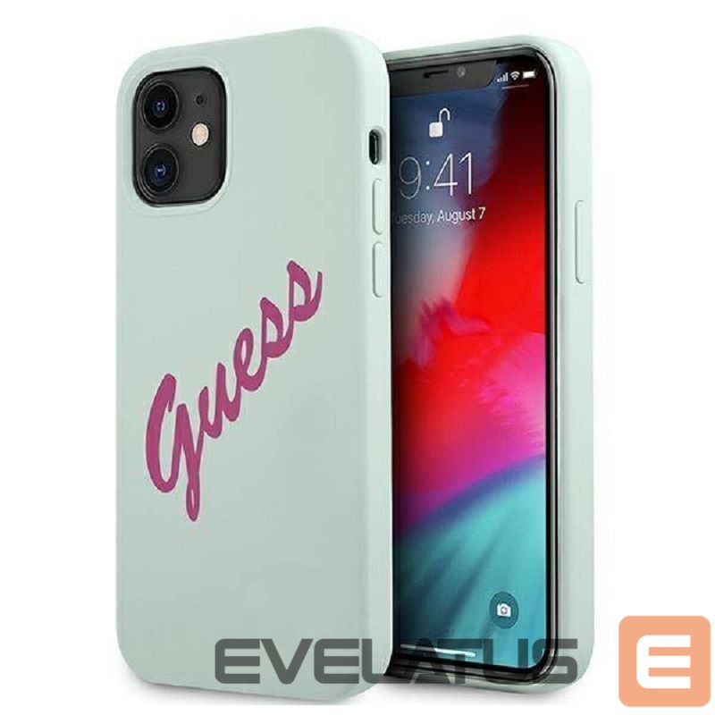 Back panel cover Guess Apple iPhone 12 Mini 5.4'' Vintage Fuschia Script Cover Blue
