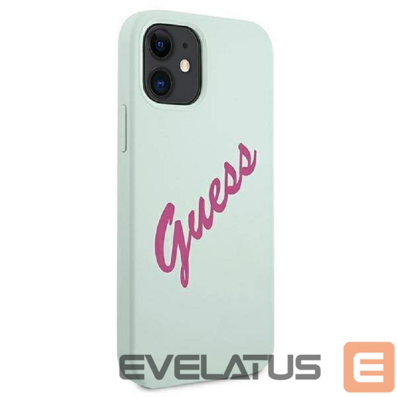 Back panel cover Guess Apple iPhone 12 Mini 5.4'' Vintage Fuschia Script Cover Blue