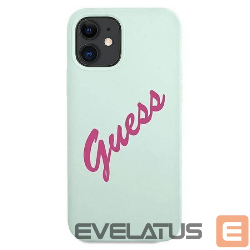 Back panel cover Guess Apple iPhone 12 Mini 5.4'' Vintage Fuschia Script Cover Blue