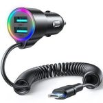 Auto charger Joyroom  3-in-1 fast car charger with USB-C cable 1.5m 17W Black