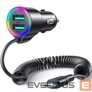 Auto charger Joyroom  3-in-1 fast car charger with USB-C cable 1.5m 17W Black