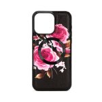Back panel cover Evelatus Apple iPhone 14 Pro Max Leather Case Zipper Design Flower Black