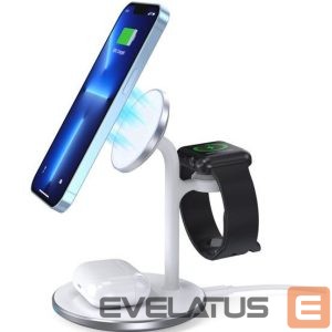 Dock station Choetech  inductive charger (MagSafe compatible) stand for iPhone, Apple Watch, AirPods White