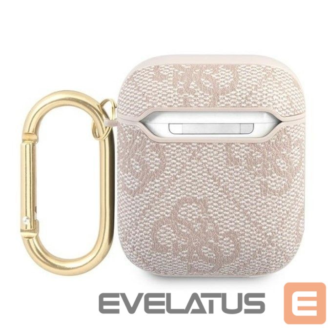 Headphone case Guess Apple AirPods 1/2 cover 4G Script Metal Collection Pink