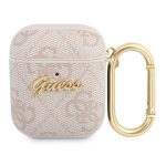 Headphone case Guess Apple AirPods 1/2 cover 4G Script Metal Collection Pink