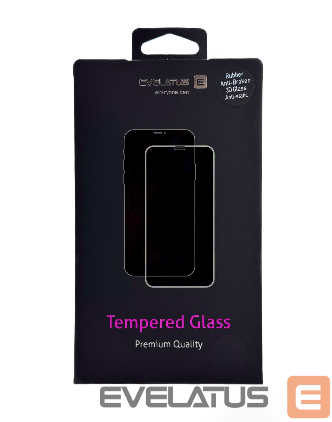 Protective glass Evelatus Apple iPhone 17e | 14 | 13 | 13 Pro | 16e Corning Gorilla Glass Anti-Static 3D Full Cover 10X Stronger Black