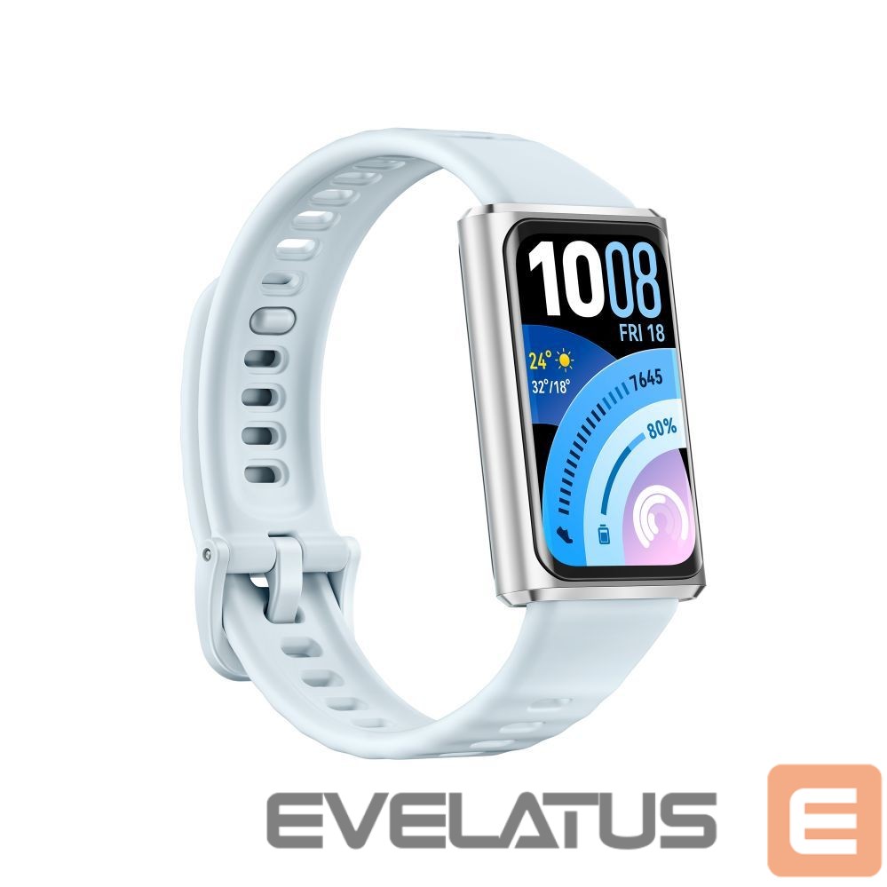 Fitness bracelet Huawei Band 11 Pro Silver Aluminum Alloy Case with Blue Fluoroelastomer Strap (Candy-B49F)