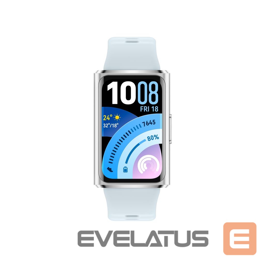 Fitness bracelet Huawei Band 11 Pro Silver Aluminum Alloy Case with Blue Fluoroelastomer Strap (Candy-B49F)