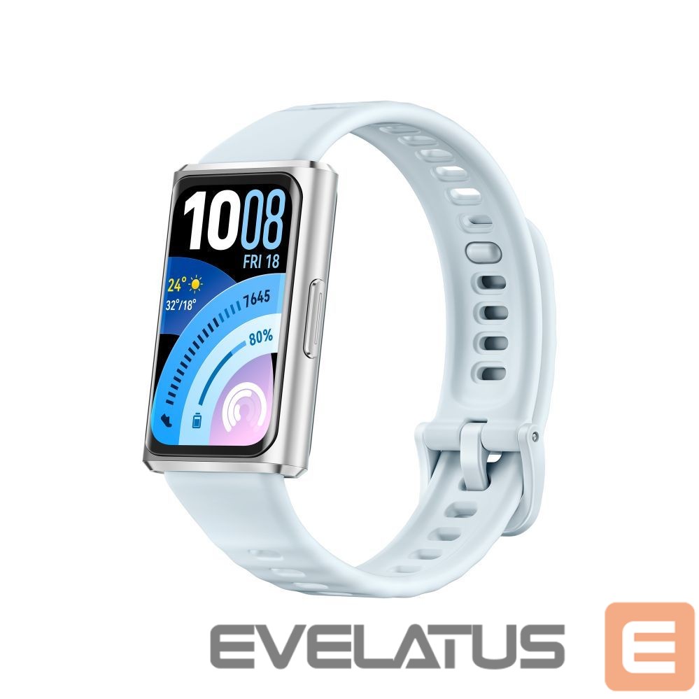 Fitness bracelet Huawei Band 11 Pro Silver Aluminum Alloy Case with Blue Fluoroelastomer Strap (Candy-B49F)