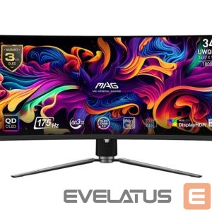 Monitor MSI  LCD Monitor||34"|Curved/21 : 9|Panel QD-OLED|3440x1440|21:9|175Hz|Matte|0.03 ms|Swivel|Height adjustable|Tilt|Colour Black|MAG341CQPQD-OLED 