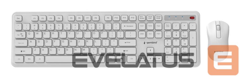 Computer keyboard Gembird KEYBOARD +MOUSE WRL ENG/WH KBS-WPS-01-W