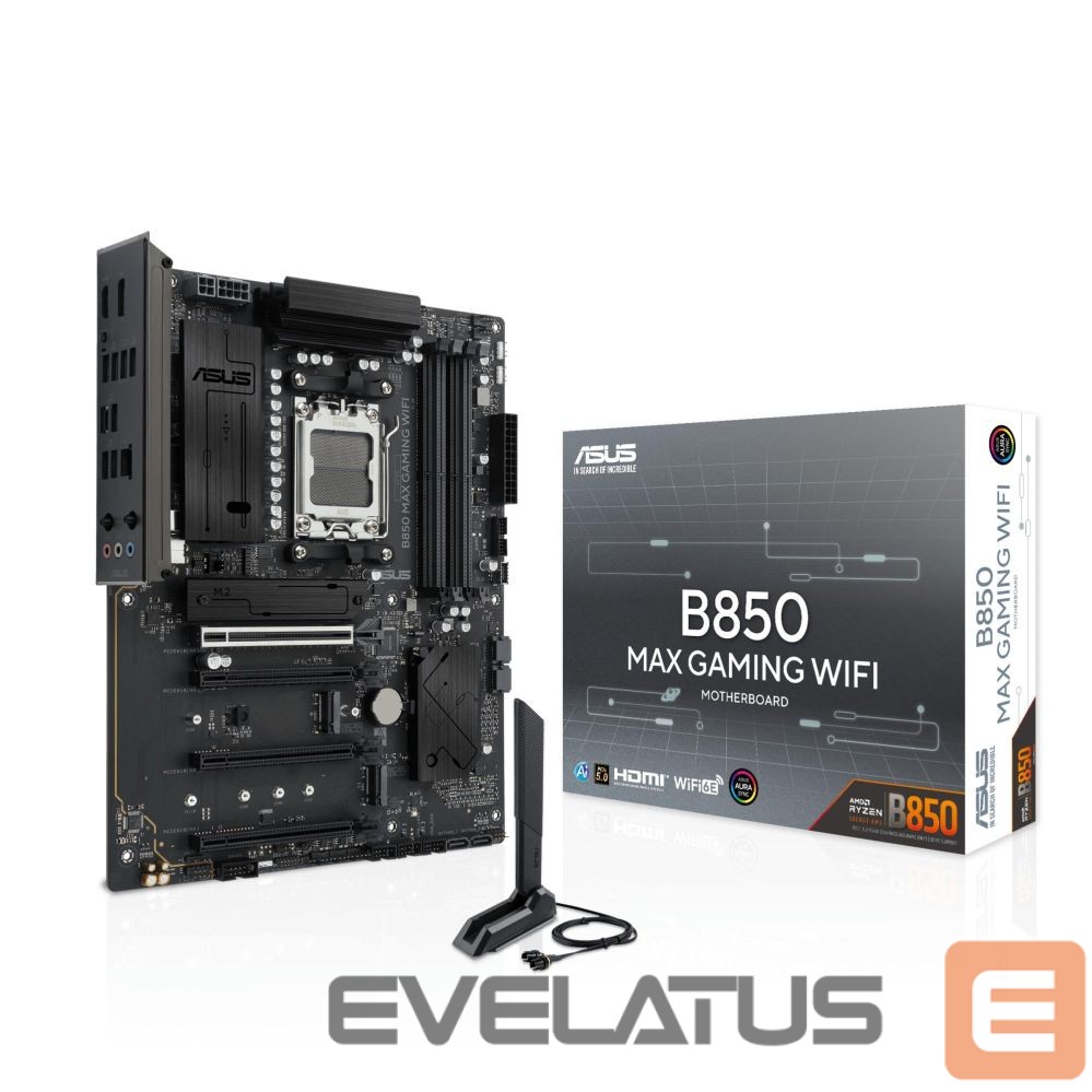 Motherboard for AMD processors Asus Mainboard||AMD B850|Socket AM5|ATX|RAM DDR5-SDRAM|4xSlots|Wi-Fi Yes|Bluetooth Yes|3xNumber of M.2 (M) slots|B850MAXGAMINGWIFI