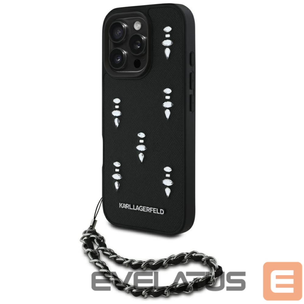 Other goods Karl Lagerfeld Karl Lagerfeld Saffiano Crystals w/Chain iPhone 16 Pro Max Case - Black