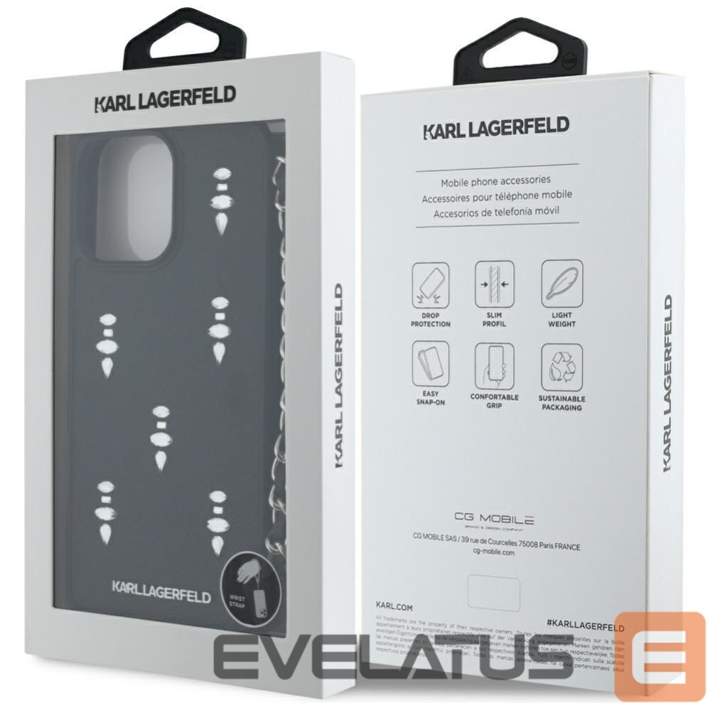 Other goods Karl Lagerfeld Karl Lagerfeld Saffiano Crystals w/Chain iPhone 16 Pro Max Case - Black
